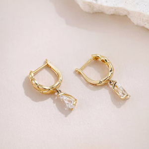 Nuevos <span class=keywords><strong>Pendientes</strong></span> de Diamantes Cultivados en Laboratorio con Diseño de Cascada de Gotas de Rocío Atemporales, Oro Amarillo de 18K, Elegancia Romántica Retro, <span class=keywords><strong>Pendientes</strong></span> Tipo Ear Hugger para Mujer - Product Image 3
