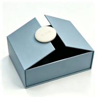 Boîte cadeau rigide à double porte magnétique auto-élevante, personnalisable avec logo en feuille d'or, matériaux recyclés écologiques, finition mate