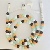 Câble de charge tendance noir, blanc, orange, menthe, perles, 4 en 1, multi-interface, cordon de charge USB pour téléphone portable