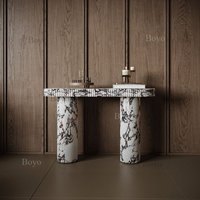 Table de console d'entrée de luxe en marbre violet Rosso Levento, design Sphere Base Design
