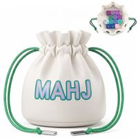 Sac de voyage portable en cuir PU avec cordon de serrage et logo personnalisé, pochette de rangement pour éclats de mahjong