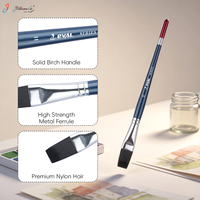 Ensemble de 10 pinceaux professionnels pour artistes, poils synthétiques en nylon haute élasticité, non pelucheux, bleu et rouge, pour peinture acrylique et aquarelle