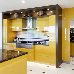 Stile americano modulare high gloss lacquer <span class=keywords><strong>disegni</strong></span> armadio da cucina di bordo di particelle di marmo per la vendita calda - Product Image 6