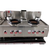 Wok à gaz commercial à double brûleur avec cuisinière chinoise en acier inoxydable pour restaurant, cantine, cuisine, équipement de cuisson