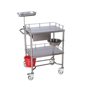 Clinic Different Size Stainless Steel With Drawer Hospital Trolley Clinic Medical Two-Floor Equipment Nurse Work Cart