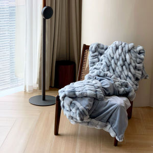 Lujo doble capa cepillada felpa polar cálido esponjoso Super suave Tie Dye Faux Fur RabbitThrow mantas <span class=keywords><strong>para</strong></span> invierno - Product Image 5