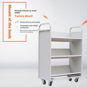 Thiết kế hiện đại yên tĩnh 2-3 Tầng Hình Chữ V bằng thép không gỉ di động xe đẩy phẳng cho thư viện Hiệu Sách Xe cuốn sách thang - Product Image 4