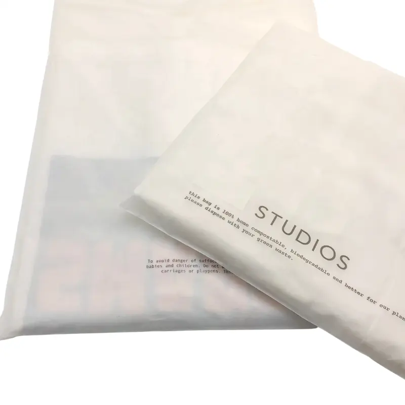 100% biodegradable cornstarch garment bag packaging self adhesive compostable custom cloth packaging bags