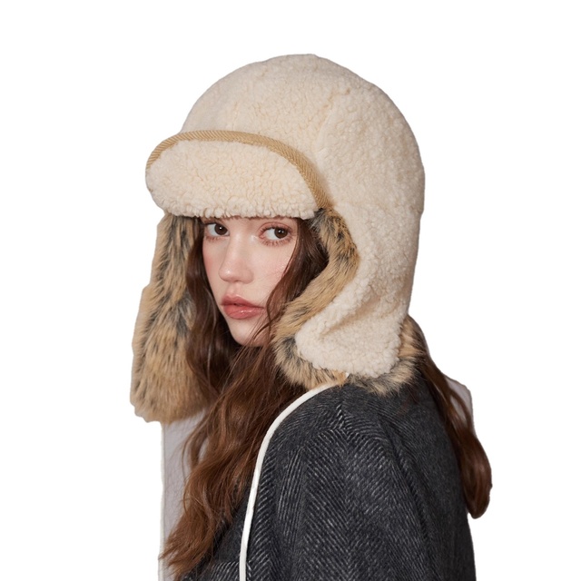 Lei Feng Hat Winter Outdoor Cycling faux fur Thickened Plush Cold-Proof Ear Protection Warm Button earflap trapper hats ushanka