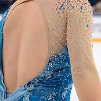Costumes de patinage artistique personnalisés pour adultes et enfants, combinaisons de performance en spandex pour les compétitions et l'entraînement, robe bleu ciel pour femmes