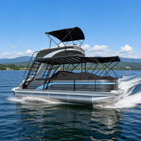 Bateau de fête pour 25 personnes avec barbecue et réfrigérateur, bateaux en alliage d'aluminium avec bar pour les loisirs et l'utilisation familiale, pontons
