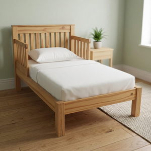 Cuna Juvenil de Madera de Teca Estilo Misionero Contemporáneo con Barandas Protectoras Laterales - Product Image 3