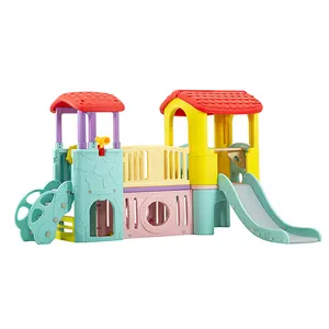 Colorful Kids Game Playhouse With Slide Climbing Indoor Playground Outdoor Amusement Equipment