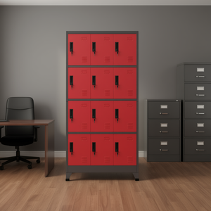 Armoire de rangement en acier rouge 35,4x17,7x70,9 pouces, quatre niveaux, pour bureau, garage, design moderne - Product Image 2