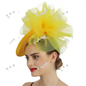 2024 nuovo festival delle corse di moda di fascia alta cappello da fascinatore sinamay aristocratico in rete per feste da sposa e cappelli sinamay