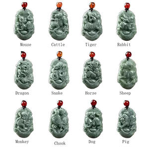 Colgante <span class=keywords><strong>de</strong></span> <span class=keywords><strong>Jade</strong></span>íta Natural Pulida al por Mayor, Amuleto <span class=keywords><strong>de</strong></span> Buena Suerte, Collar <span class=keywords><strong>de</strong></span> <span class=keywords><strong>Jade</strong></span>íta con los 12 Signos del Zodiaco Chino, Joyería <span class=keywords><strong>para</strong></span> Hombres y Mujeres - Product Image 1
