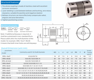 Dingjian OEM Personalizado Alumínio De Aço Inoxidável Flexível Power Transmissão Bellow Eixo Acoplamentos 10mm Diâmetro 100 Nm - Product Image 4