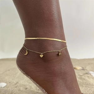 Sparrow Bracelet <span class=keywords><strong>de</strong></span> cheville pour femme, style européen et américain, en acier inoxydable double, plaqué or, au design tendance et original, accessoires pour les pieds - Product Image 3