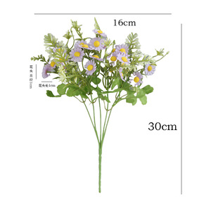 Bouquet de fleurs artificielles en soie Ruilisi, camomille, orange et jaune, pour la décoration de la maison et les mariages - Product Image 5