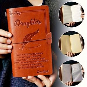 Cuaderno de Diario Vintage Hecho a Mano con Impresión Digital A6 - Personalizable con Mensajes Sentidos para Mi Hija/Hijo, Regalo en Cuero Marrón Resistente - Product Image 2