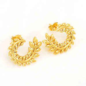 Pendientes de joyería de moda 18K oro Acero inoxidable estilo INS oreja de <span class=keywords><strong>trigo</strong></span> nunca se desvanecen pendientes de aro Vintage gruesos joyería - Product Image 5