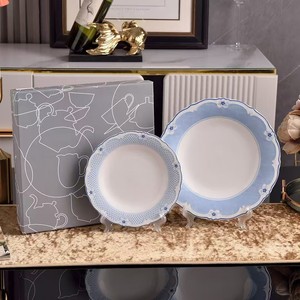 Blue Fresh Ceramic Plate Eco-Friendly Restaurant Tableware <b>Set</b> <b>for</b> Hotels Home Use European Design Style Porcelain Plate Kit - Product Image 2