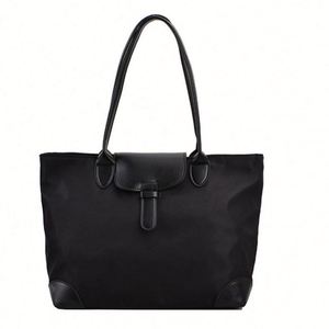 กระเป๋าผ้าแคนวาสสีพื้นเรียบง่าย สายสะพายไหล่สีพื้น ขนาดใหญ่ จุของได้เยอะ ปรับแต่งลวดลายได้ มีช่องใส่ของ - Product Image 1