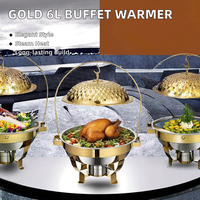 Matériel de buffet chauffant de luxe en acier inoxydable à motif diamant pour hôtels, avec couvercle suspendu et chauffage thermique à vapeur, capacité 4,5L-8L