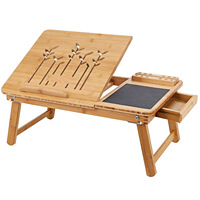 Bureau d'ordinateur portable pliable multifonction en bambou HOSTK avec motif personnalisable et réglable