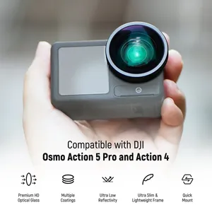 Kit de lentilles filtrantes <span class=keywords><strong>4</strong></span>-en-<span class=keywords><strong>1</strong></span> NEEWER FL-53 pour DJI Osmo Action 5 <span class=keywords><strong>Pro</strong></span>/<span class=keywords><strong>4</strong></span>, ND8-32 variable, CPL, <span class=keywords><strong>Black</strong></span> <span class=keywords><strong>Mist</strong></span> <span class=keywords><strong>1</strong></span>/<span class=keywords><strong>4</strong></span> 185 °   Objectif grand angle à visser POV - Product Image 2