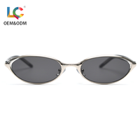 Lunettes de soleil métalliques polarisées UV400, forme ovale étroite, style vintage années 90, pour la mode urbaine et le quotidien, unisexe - Ventes flash