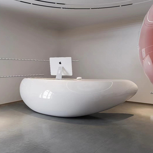 Mostrador de Recepción Q023 con Acabado de Roca Natural de Lujo en FRP para Hotel y Salón de Belleza con Forma Flotante Única - Product Image 2