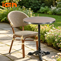 Chaises de villa empilables, chaises de restaurant en rotin avec aspect bois et aluminium, 10 chaises de café, chaise de mobilier de terrasse