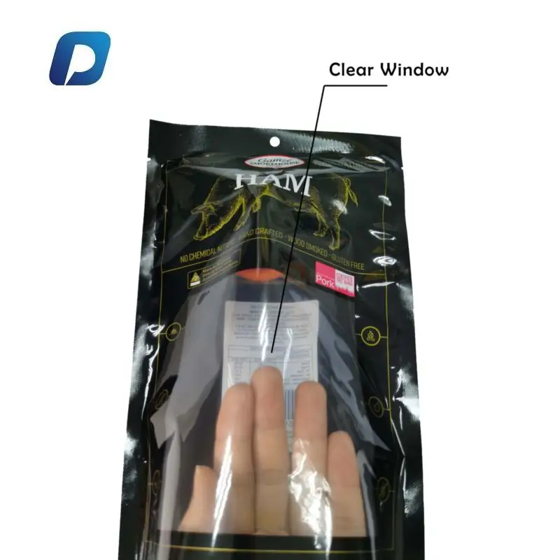 カスタムプリントプラスチック透明黒色と透明真空ヒートセルフシールバッグ
