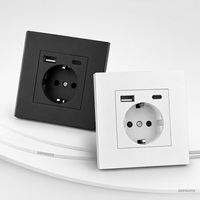 Prise de courant EU, prise avec port de charge USB et Type C 2.1A/3.1A 16A, panneau PC blanc/gris 86mm*86mm, prise murale Russie Espagne