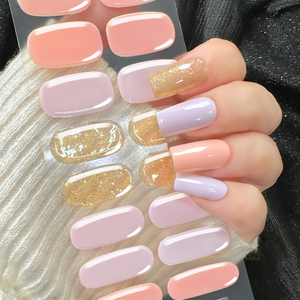 16 autocollants semi-durcis pour ongles, adhésifs, couverture complète, autocollants en gel pour ongles, pas besoin de lampe UV, pose <span class=keywords><strong>d</strong></span>'ongles, manucure - Product Image 3