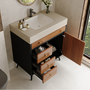 Mobile <span class=keywords><strong>Bagno</strong></span> Moderno Freestanding con Lavabo in Ceramica e Top in Pietra Sinterizzata - Product Image 6