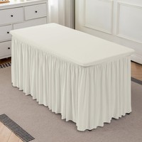 Nappe extensible carrée 4ft/6ft en polyester/spandex, lavable, anti-poussière, avec jupe de table cocktail