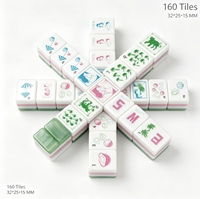Juego de Mahjong Moderno de Acrílico Pulido, Fichas de Mahjong Americanas Verdes para Torneos de Mahjong