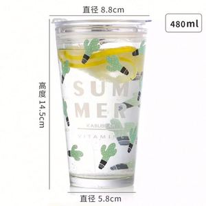 Tazas de Vidrio Personalizadas con Logotipo de 350 ml y 400 ml con Escala y Tapa de Silicona con Pajita de Fácil Apertura para Bebidas Energéticas - Product Image 2