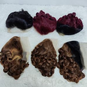 Promotion à 13,8 $ Vente en gros à prix réduit Perruques courtes à coupe pixie ondulée lâche 13x4 100% cheveux humains naturels Perruques colorées rebondissantes - Product Image 6