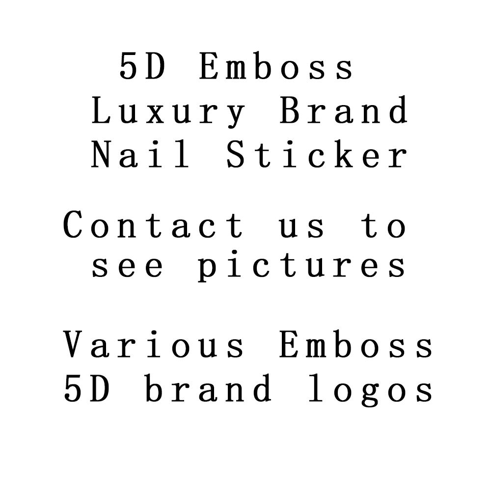 Contact Us Designer Luxury Custom Embossing Nail Sticker Decal Luxury Brand Logo Designer Nail Stickers 