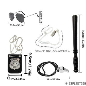 Vêtements PESENAR pour hommes, accessoires, matraques, <span class=keywords><strong>lunettes</strong></span>, sifflets, talkies-walkies, badges de <span class=keywords><strong>police</strong></span>, ensemble de 5 pièces - Product Image 2