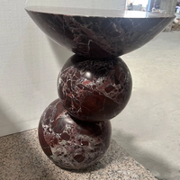 Table d'appoint moderne en pierre naturelle pour salon avec option stratifiée, socle en marbre rouge pour usage hôtelier