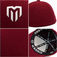 Gorra de Béisbol Personalizada Color Granate, Sarga de Algodón, 6 Paneles, Bordado 3D en Relieve, Visera Plana, Ajustada, Unisex, Estilo Urbano, Venta al por Mayor, OEM, ODM