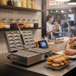 Nueva Máquina para Hacer Pastelitos de Pescado CookTech, Tamaño Pequeño, Automática, para Snacks Coreanos, Acero Inoxidable SUS304, Control Táctil Digital Inteligente - Product Image 3