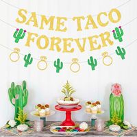 Dekorasi Pesta Lajang Lesbian, Spanduk Same Taco Forever, Hiasan Cincin Berlian Kaktus untuk Perlengkapan Pernikahan Gay Fiesta