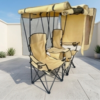 Fauteuil de camping double portable avec auvent pour adultes, idéal pour pique-nique, barbecue et plage