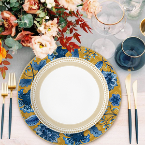 Assiettes de Présentation Dorées Décoratives pour Mariage, en Porcelaine Fine, pour Table de Dîner - Product Image 1