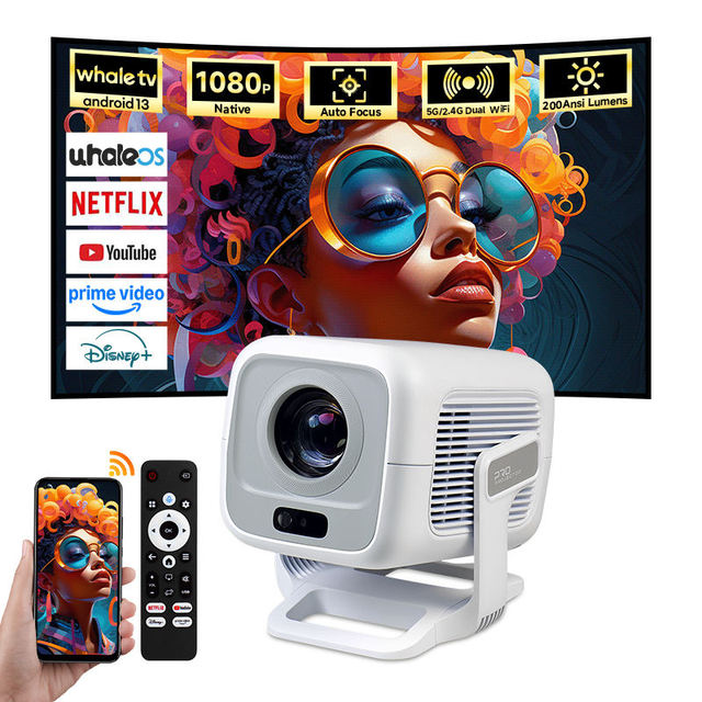 Smart Android 13 Mini Video Projector with 4K Support Light Built-in Battery for HD Home Theater